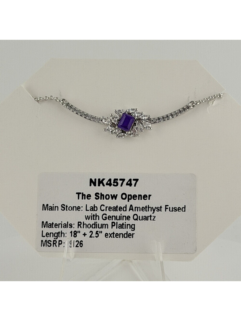 Bomb Party Necklace NK45747 "The Show Opener" Amethyst +Quartz On Rhodium